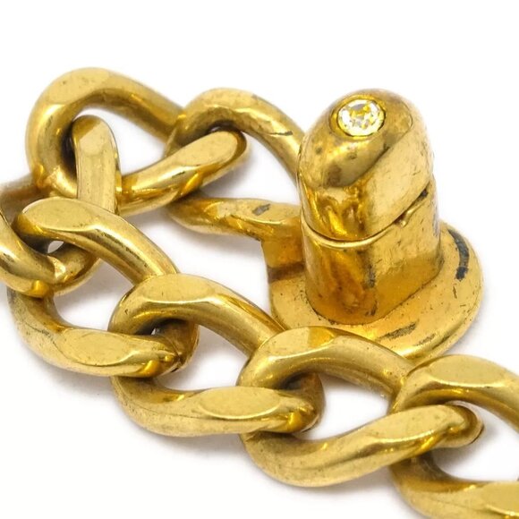 Chanel Turnlock Rhinestone Gold Chain Bracelet 96A 181788 - Picture 3 of 4